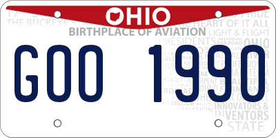 OH license plate GOO1990