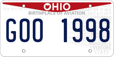 OH license plate GOO1998