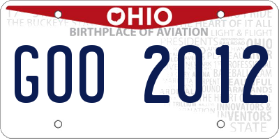 OH license plate GOO2012