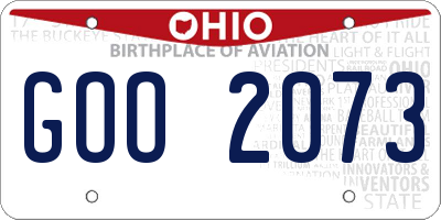OH license plate GOO2073
