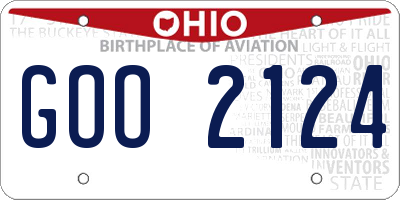 OH license plate GOO2124