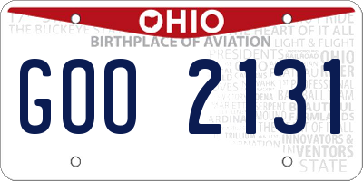 OH license plate GOO2131