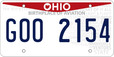 OH license plate GOO2154