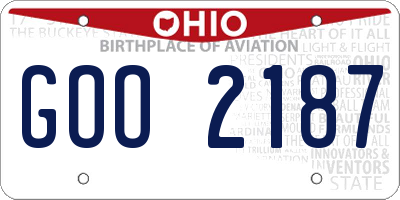 OH license plate GOO2187