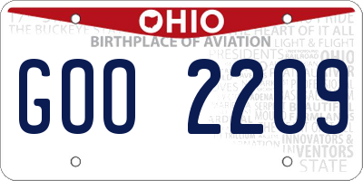 OH license plate GOO2209