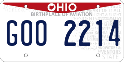 OH license plate GOO2214