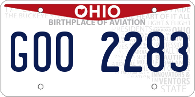 OH license plate GOO2283