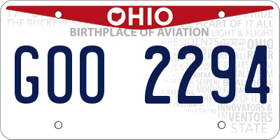 OH license plate GOO2294