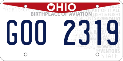 OH license plate GOO2319