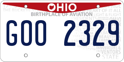 OH license plate GOO2329