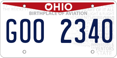 OH license plate GOO2340