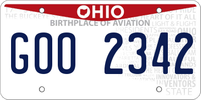OH license plate GOO2342