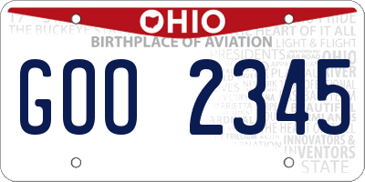 OH license plate GOO2345