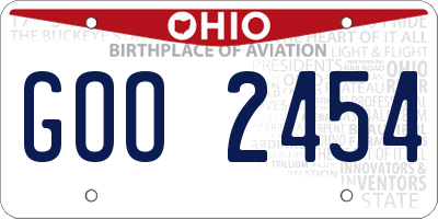 OH license plate GOO2454