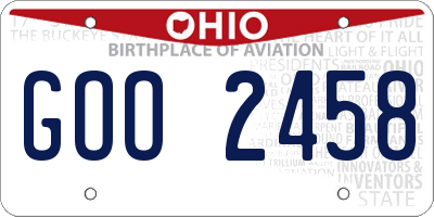 OH license plate GOO2458