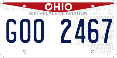 OH license plate GOO2467