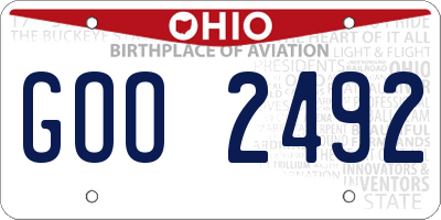 OH license plate GOO2492