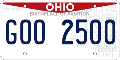 OH license plate GOO2500
