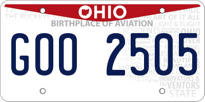 OH license plate GOO2505