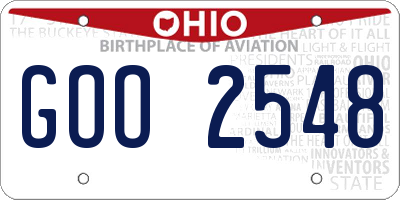 OH license plate GOO2548