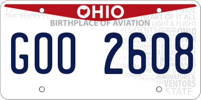 OH license plate GOO2608