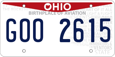 OH license plate GOO2615