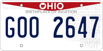 OH license plate GOO2647