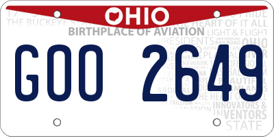 OH license plate GOO2649