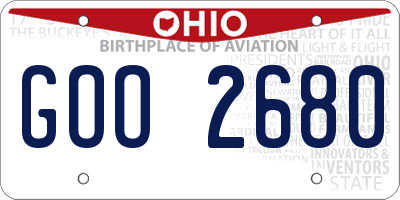 OH license plate GOO2680