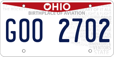 OH license plate GOO2702