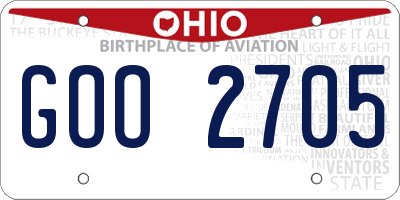 OH license plate GOO2705