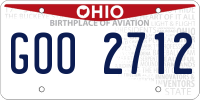 OH license plate GOO2712