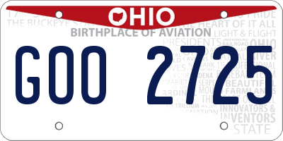 OH license plate GOO2725