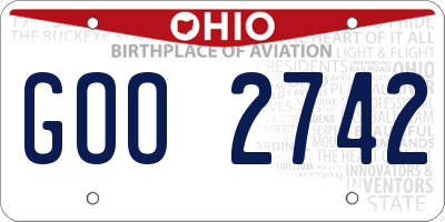 OH license plate GOO2742
