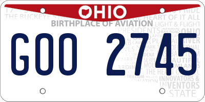 OH license plate GOO2745