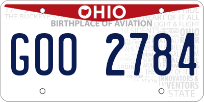 OH license plate GOO2784