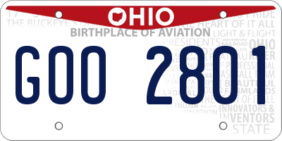 OH license plate GOO2801