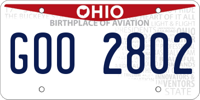 OH license plate GOO2802