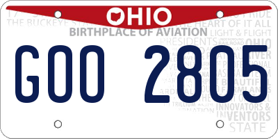 OH license plate GOO2805