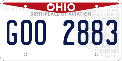 OH license plate GOO2883