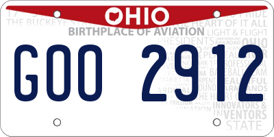 OH license plate GOO2912
