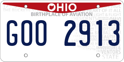 OH license plate GOO2913