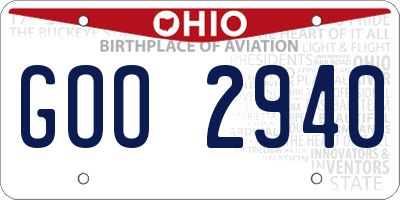 OH license plate GOO2940