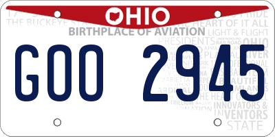 OH license plate GOO2945
