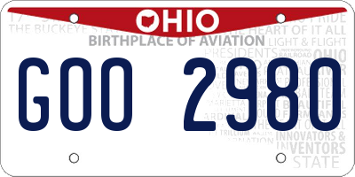 OH license plate GOO2980