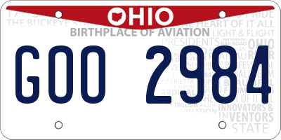 OH license plate GOO2984