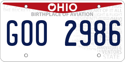 OH license plate GOO2986