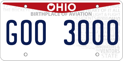 OH license plate GOO3000
