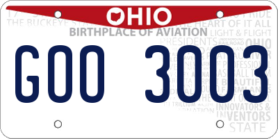 OH license plate GOO3003