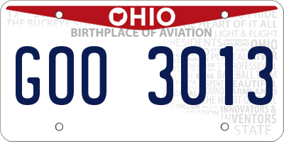 OH license plate GOO3013